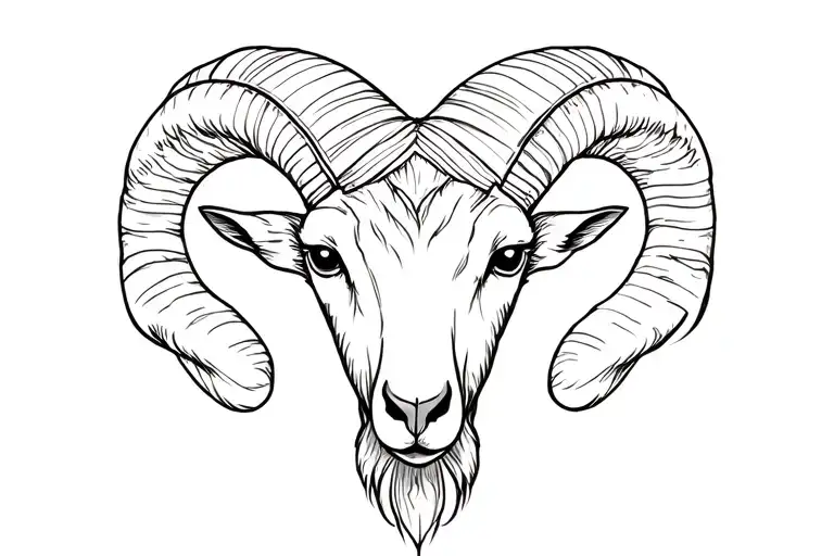 Aries Goat Head Creative Tattoo Design
