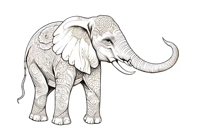 Elephant Tattoo Woman Theme