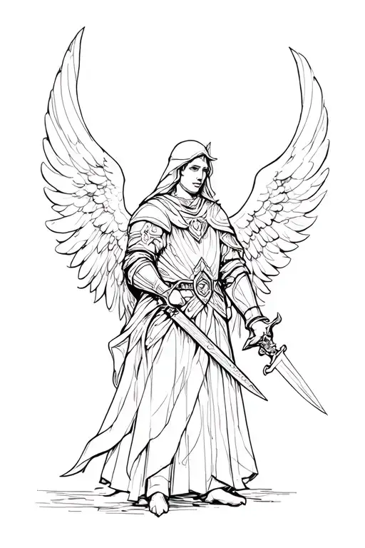 Angel Knight Holding A Dagger The Dagger