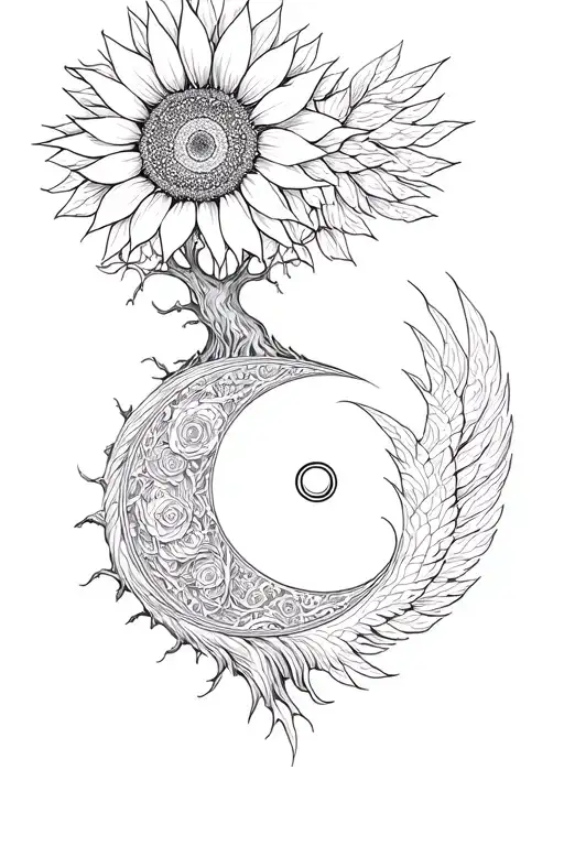 Phoenix Moon Tree Sunflower Yin Yang Woman Spirituality