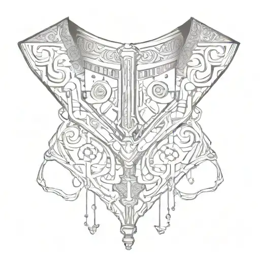 A Sketch-style Tattoo Of A Priest's Collar With Intricate Patterns Inspired By Relics