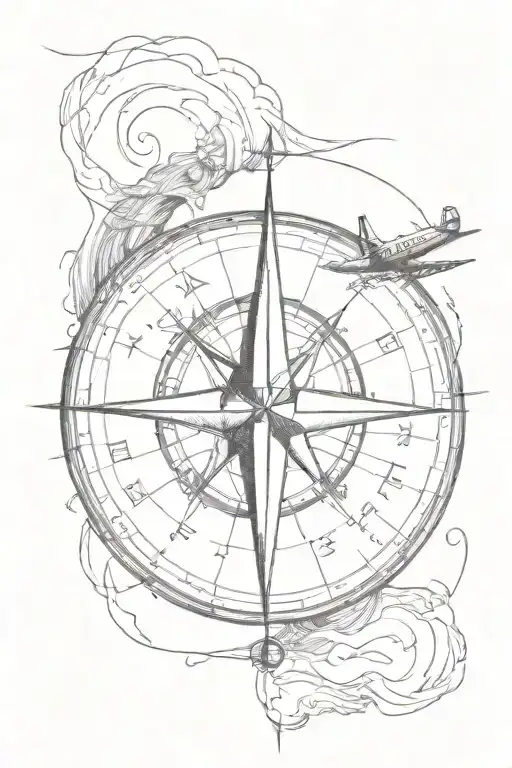 Compass With Plane Flying Away