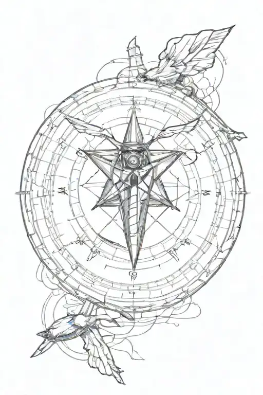 Compass With Plane Flying Away From South