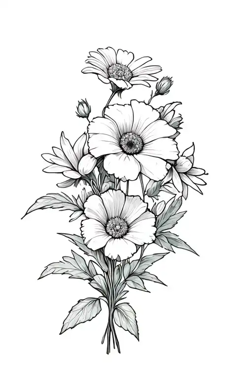 Carnation Daisy Morning Glory Cosmos Flower Bouquet