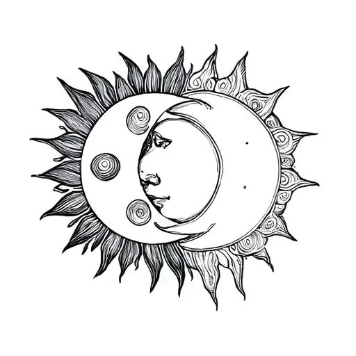 Sun And Moon Merging Together
