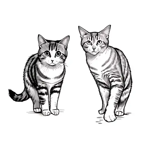 2 Cats Walking Towards