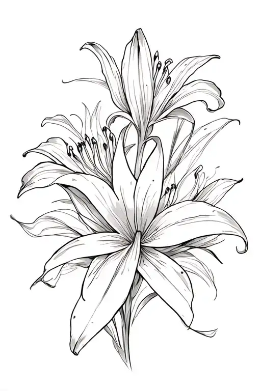Lily Flowers Cancer Ribbon