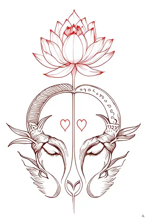 Signs Of The Taurus And Capricorn Sodium With A Lotus Flower And Love Symbology