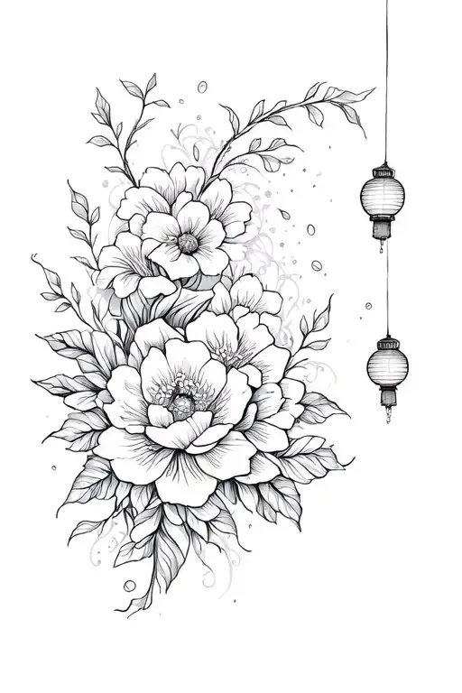 Tangled Flower With Floating Lanterns