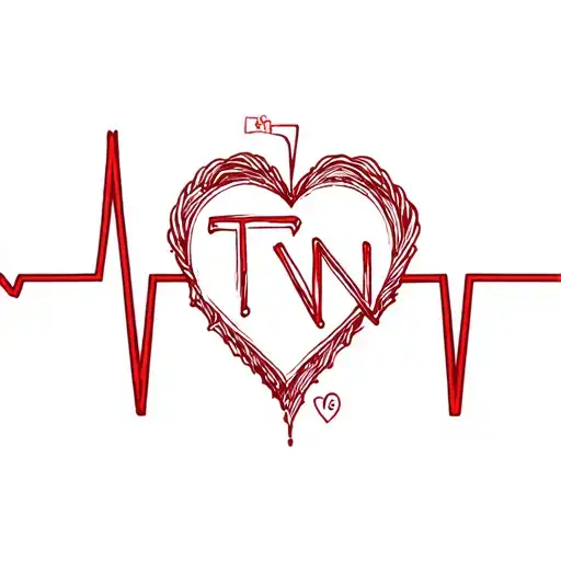 Heartbeat Line With Letters Tnt And Heart