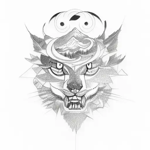 A Sketch-style Tattoo Capturing The Essence Of The Far East And Its Connection To Nature