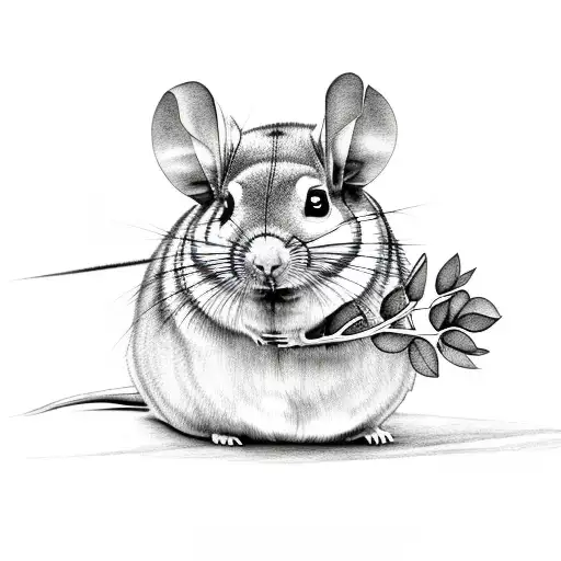 Chinchilla And A Tree Sapling