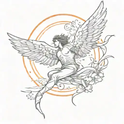 Icarus Falling From A Red Sun Shining