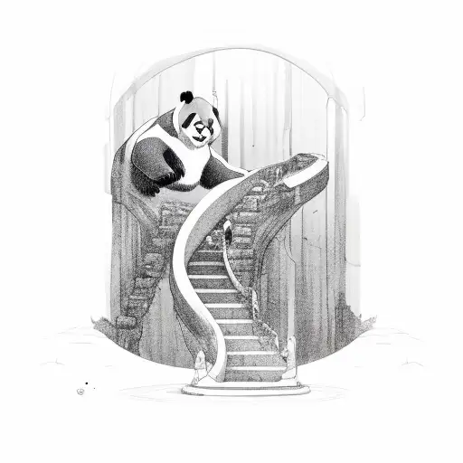 Floating Panda Head At The Top Of The Steps