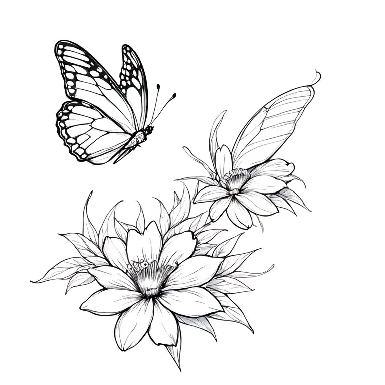 Flower And Butterfly Flying