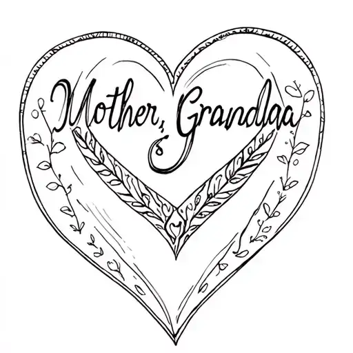 Mother And Grandma Written With Heart