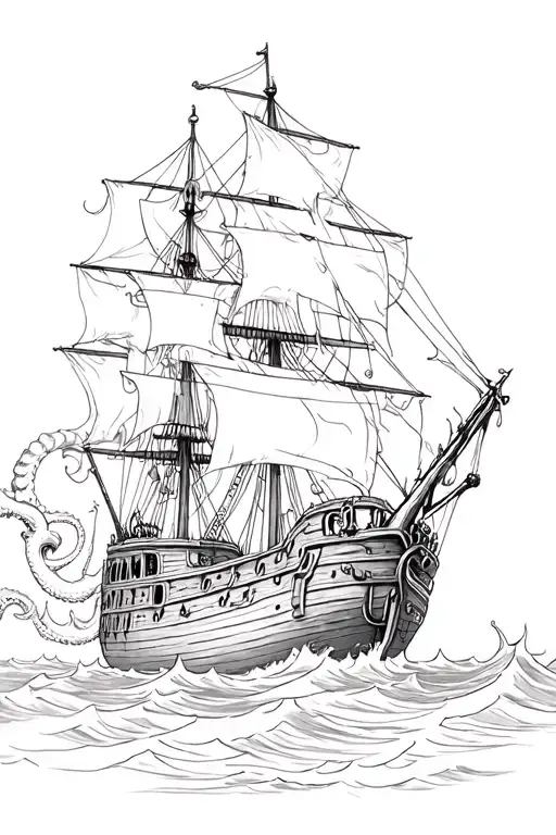 Pirate Ship Attacked By Kraken Taking