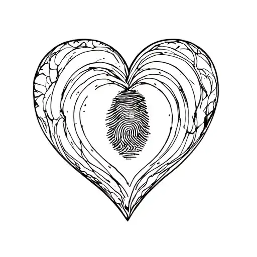 Non Simetric Heart Shape With Finger Print Inside