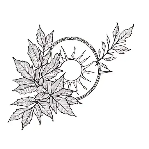 Leaves And Lignde Life With Sun For A Tattoo On The Sternum
