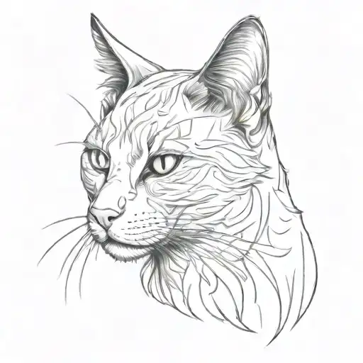 Cat Head Looking To The Side Gothic With Open Mouth And Long Tongue Sticking Out Protruding Fur