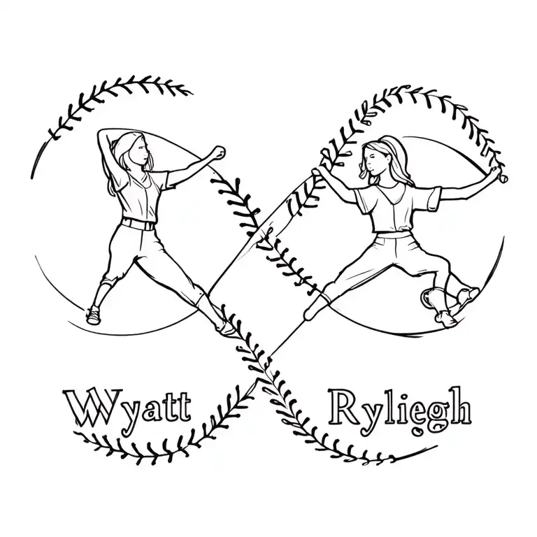 Infinity Sign Kids Names Wyatt And Ryleigh With Baseball And Dancer In The Symbol