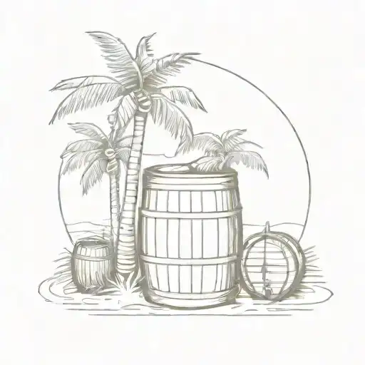 Barrel Near The Palm Tree