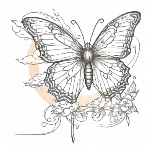 Butterfly And Sunset