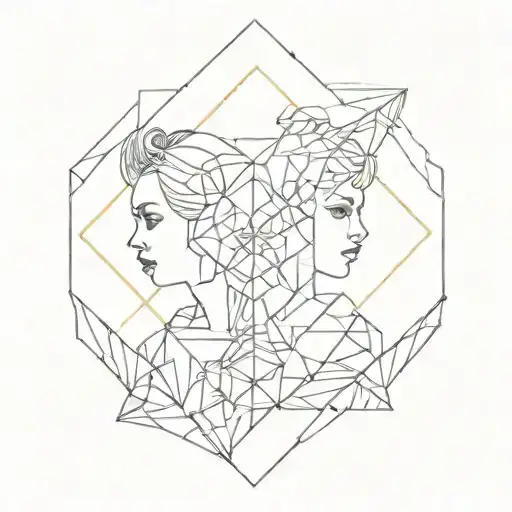 Geometric Gemini Tattoo Inspired