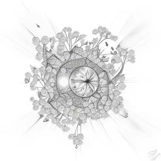 Crystal With Forget-me-not Flower Sunrise Background In Diamond