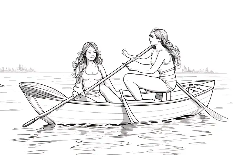 Two Girls On A Paddle Boat Sailing