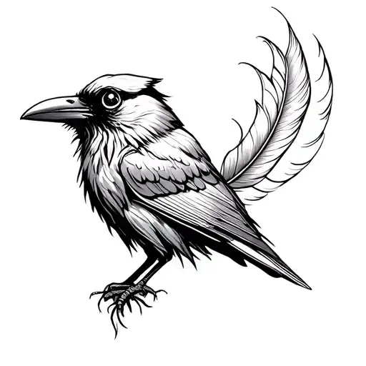 Dainty Raven With Stars In Its Eye And Feathers