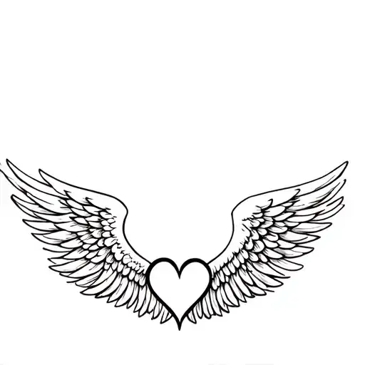 Angel Wings Making A Heart Outline