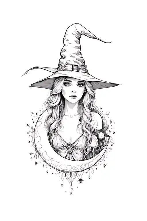 Girly Witches With Moon Surrounded Stylus Femme