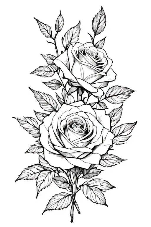 Roses Bouquet Fine Line