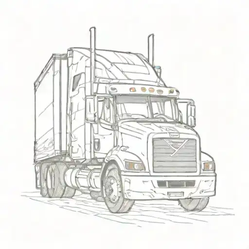 Semi Truck Doodle Design