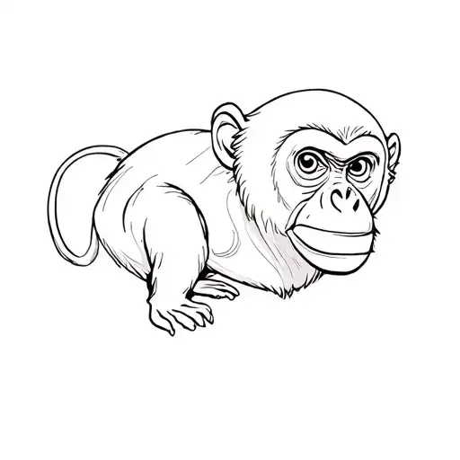 A Black And White Drawing Of A Monkey
