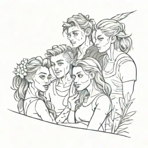 A Sketch Of A Group Of Friends To Represent Your Strong Bond With Your Friends And Family