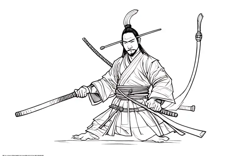 Simple Samurai With Kanabo Tattoo Black No Details