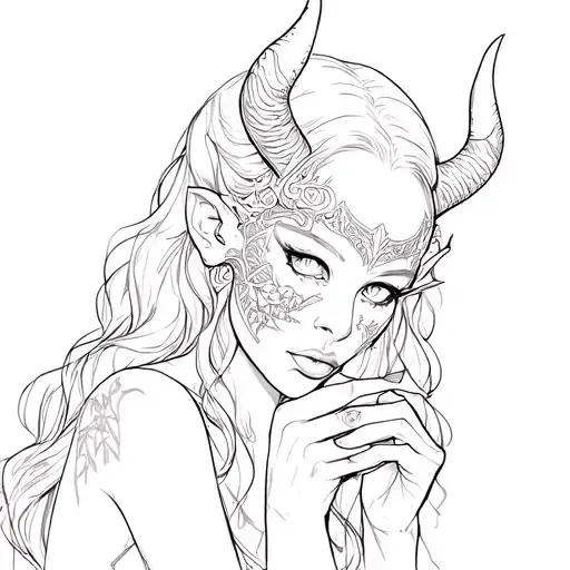 Girl Holding Mask Devil