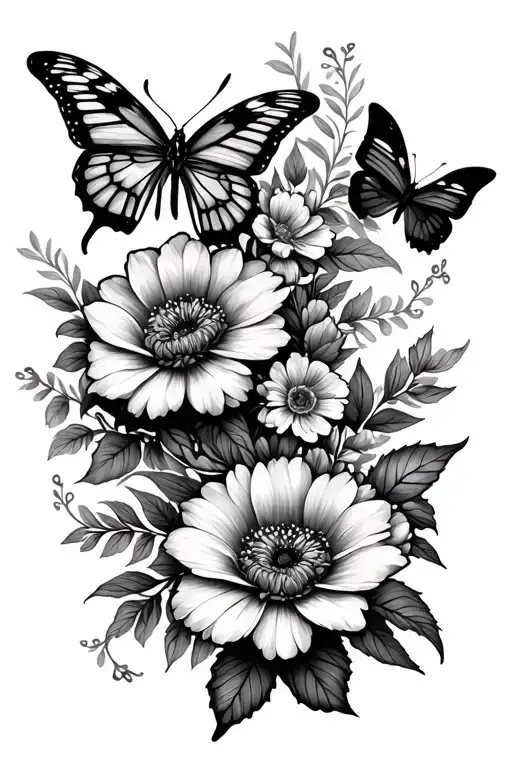 Floral And Butterflies