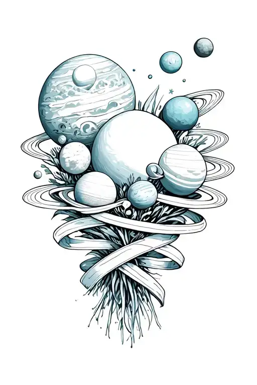 Boquet Of Planets Held Together By Ribbon