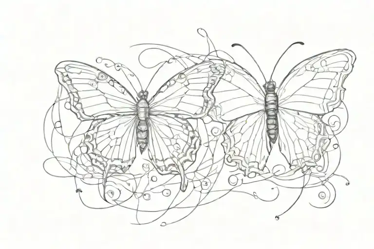 Butterfly And Line