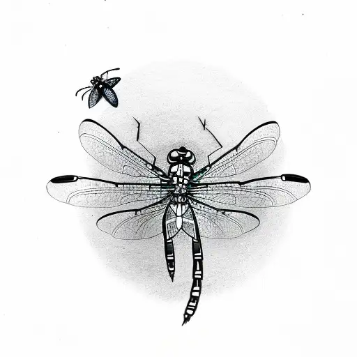 Dragonfly And Ladybug Flying From Heaven