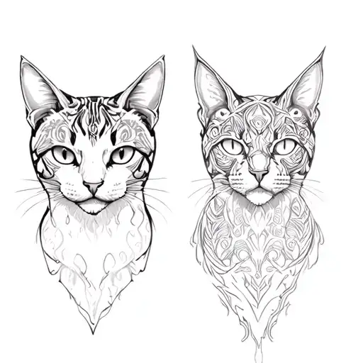 Two Opposite Cats Good And Evil