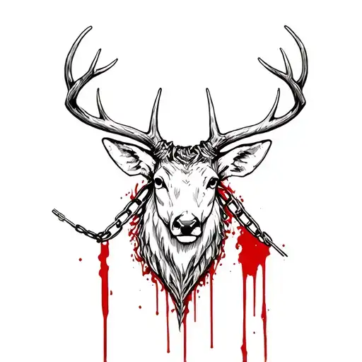 Deer In Chains And Blood On The Horns