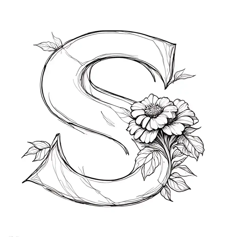 Letter S Growing A Flower With Stem And Leaves Growing