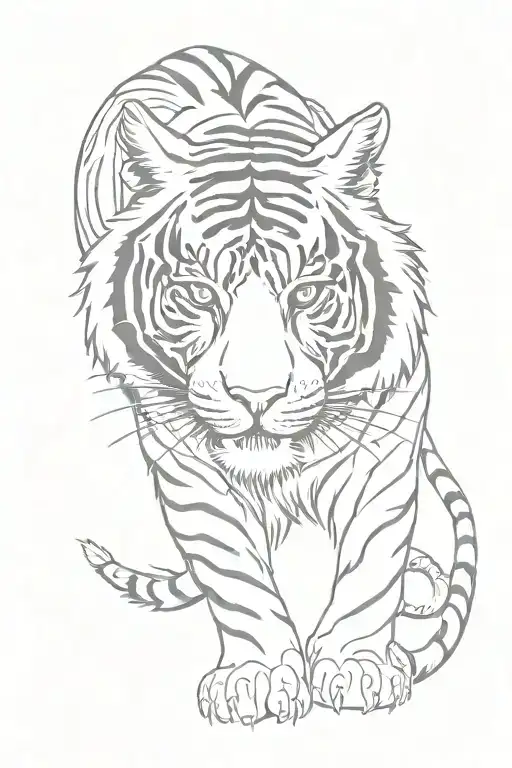 Black And Red Tiger Stands Frontally