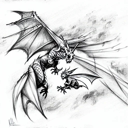 Dragon Fighting With A Saker Falcon Into The Skies