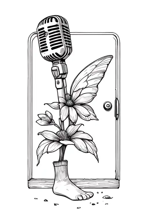 Sand Fairy Door Socks Molly Flower Growing With Old Style Microphone