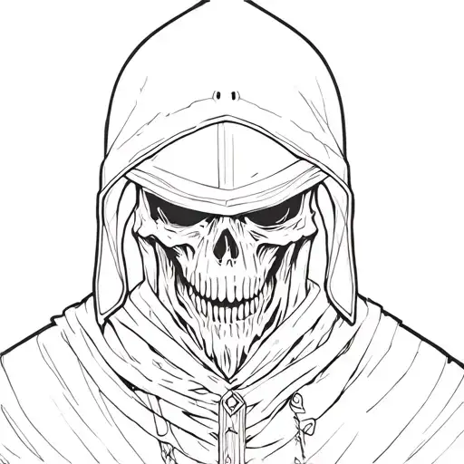 Grim Reaper Wearing Helmet Adorned